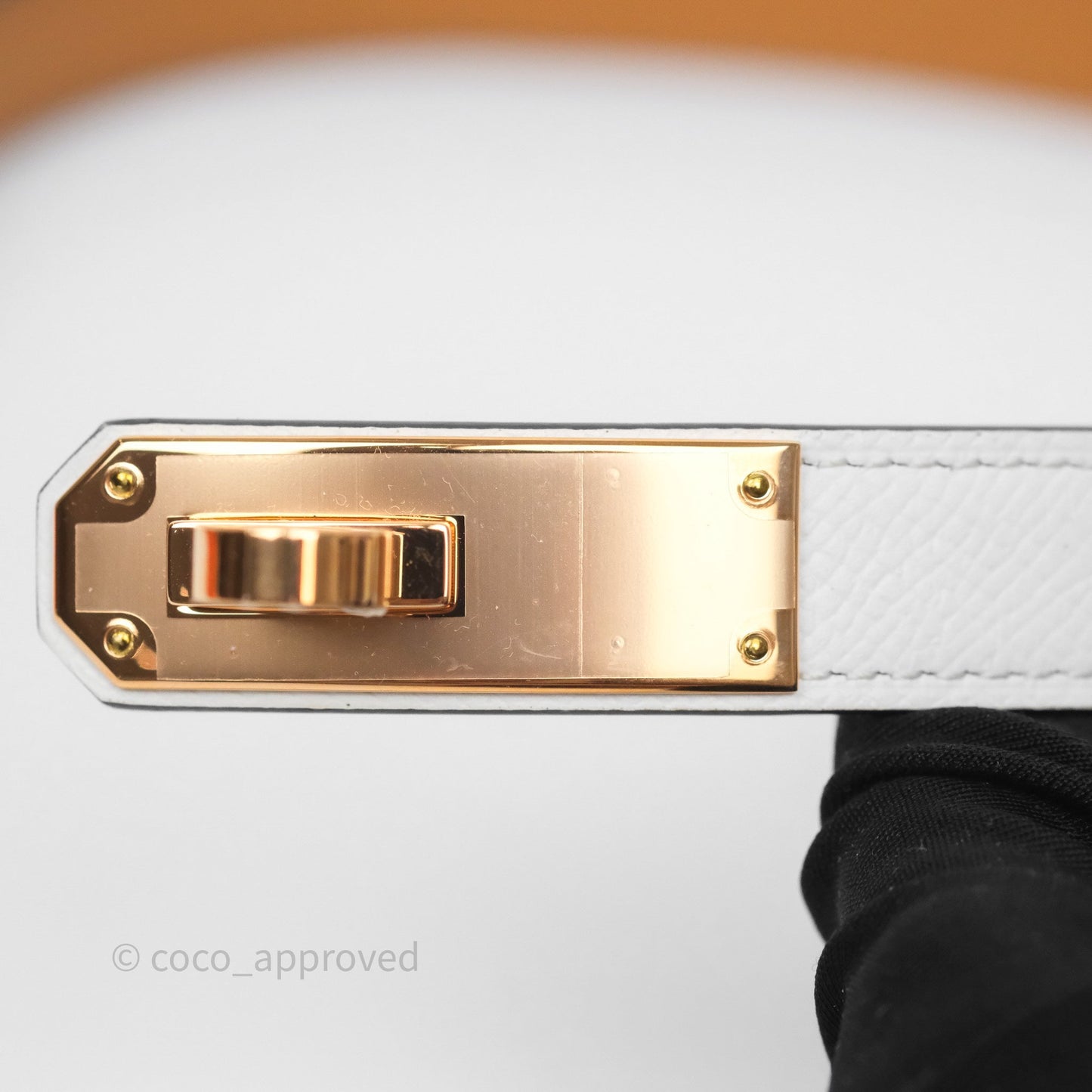 Hermès Kelly Buckle Belt Blanc 01 Epsom Rose Gold Hardware