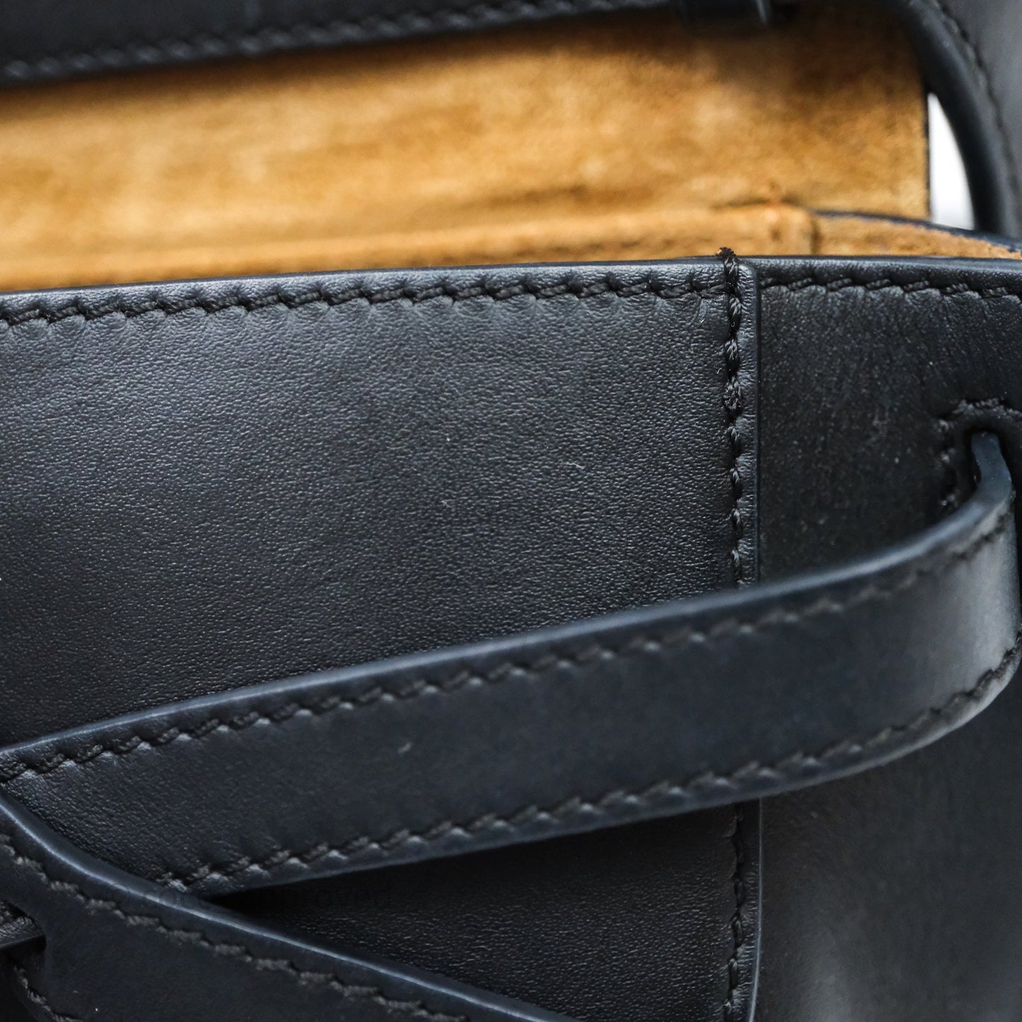 Loewe Mini Gate Dual Bag in Soft Calfskin & Jacquard Strap Black