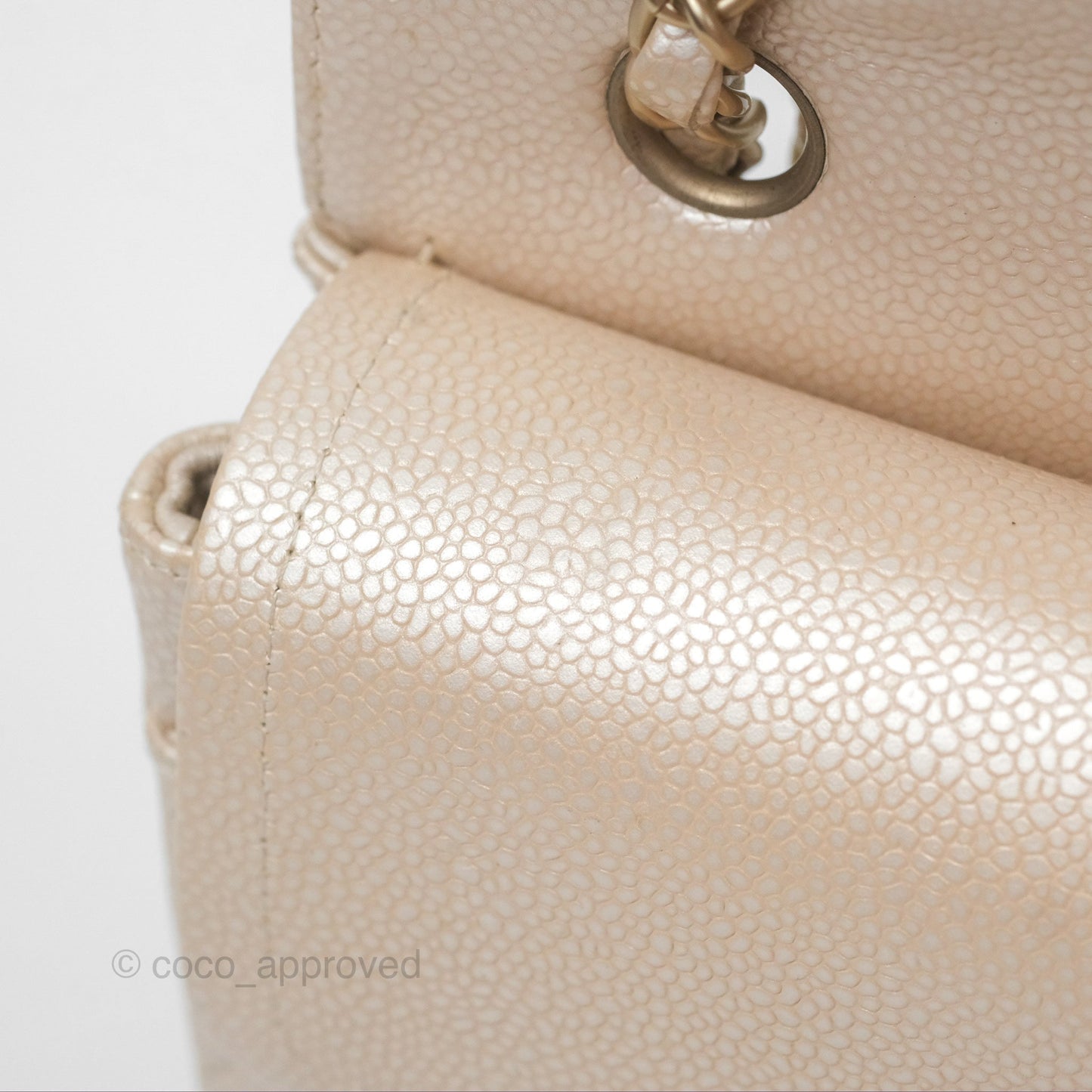 Chanel Classic M/L Medium Double Flap Iridescent Pearly Caviar Aged Gold Hardware⁣⁣