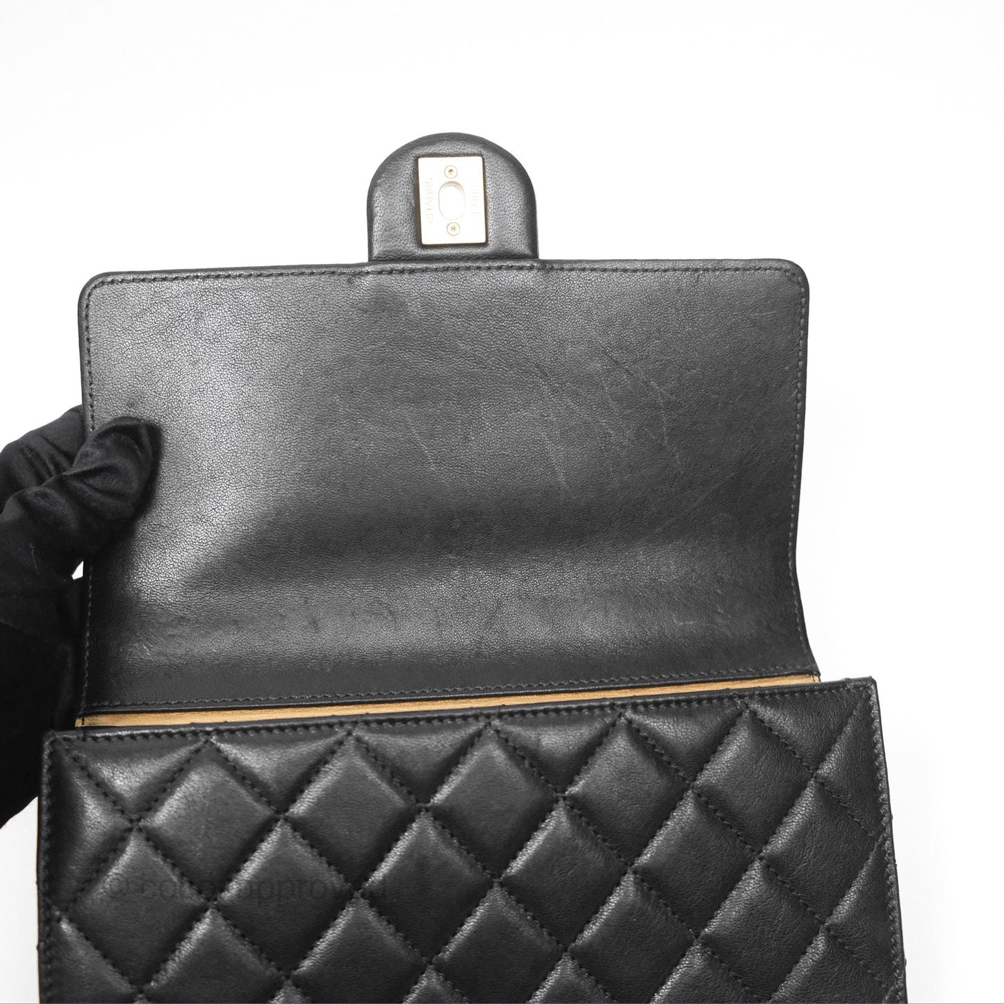 Chanel Small Chic Pearls Flap Quilted Black Goatskin Aged Gold Hardware