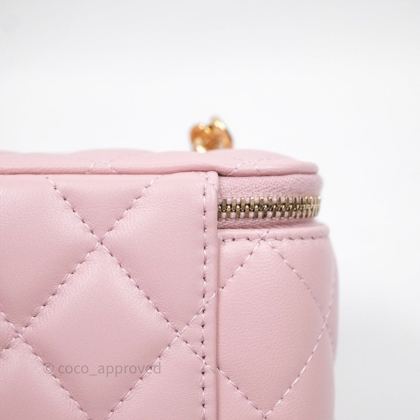 Chanel Vanity with Multicolor Resin Chain Pink Lambskin Aged Gold Hardware