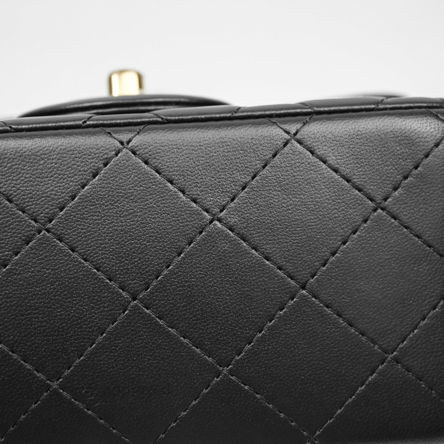 Chanel Mini Square Quilted Black Lambskin Gold Hardware