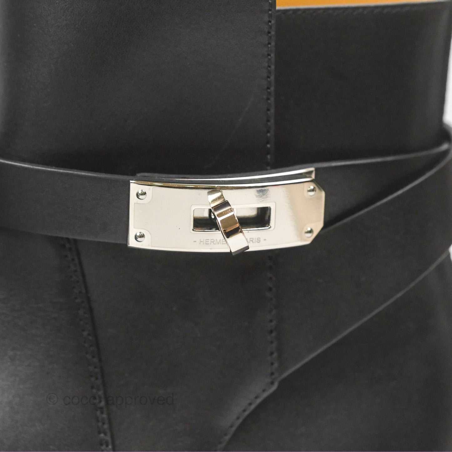 Hermes Follow Ankle Boots Black Calfskin Size 39