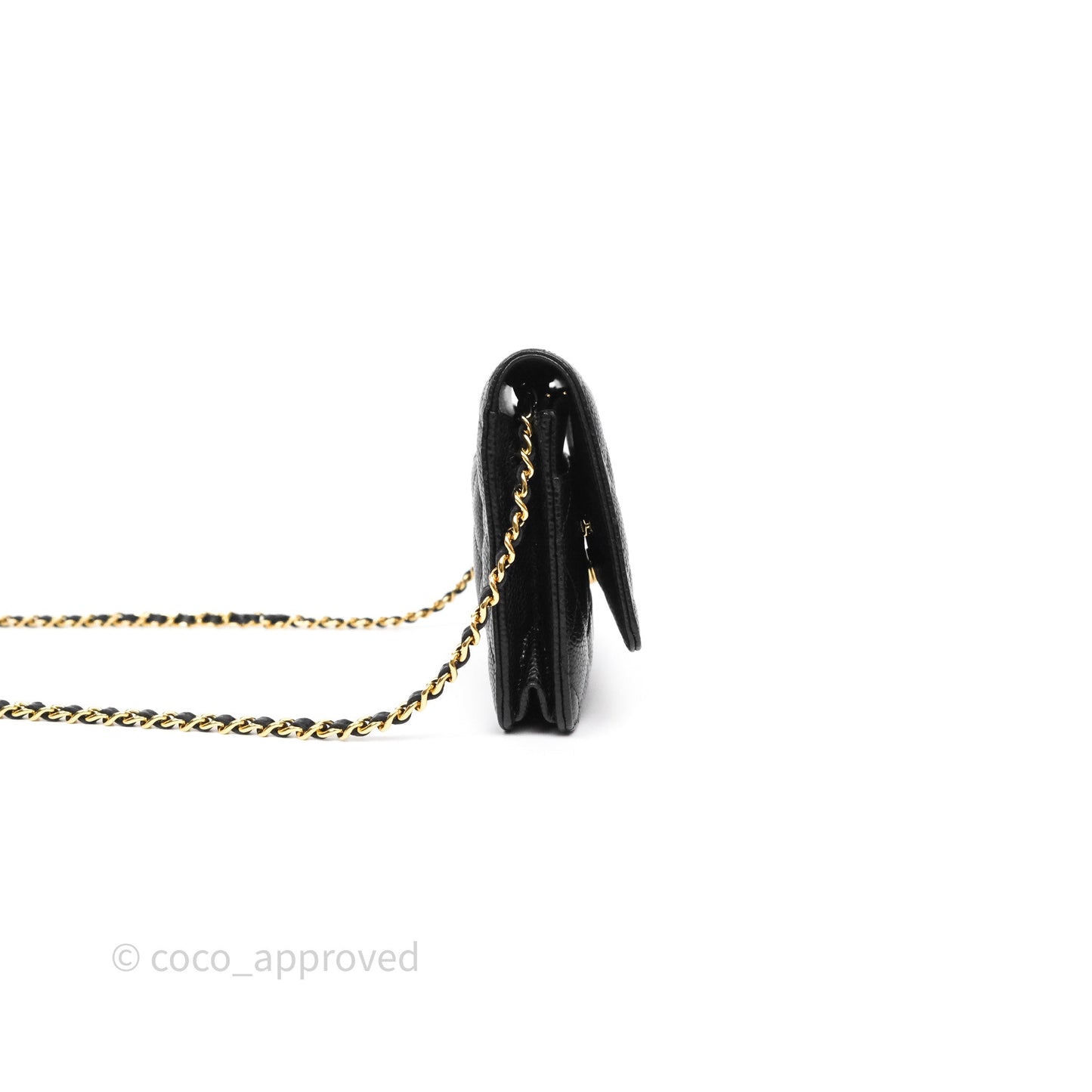 Chanel Classic Wallet On Chain WOC Quilted  Black Caviar Gold Hardware
