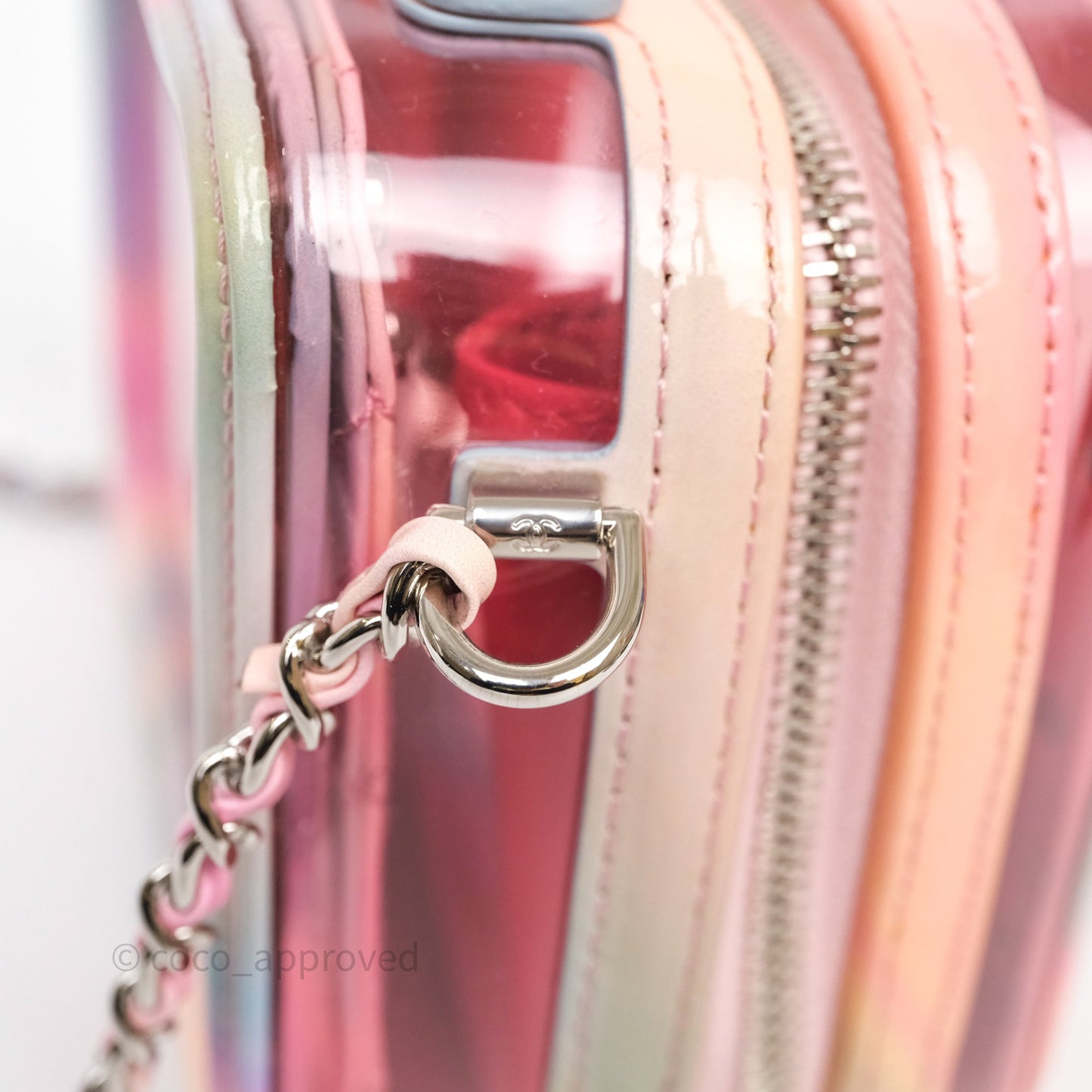 Chanel Filigree Pink Vanity Case PVC Silver Hardware