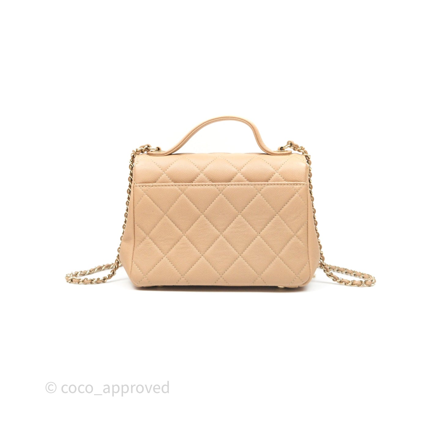 Chanel Quilted Small Business Affinity Flap Beige Caviar Gold Hardware
