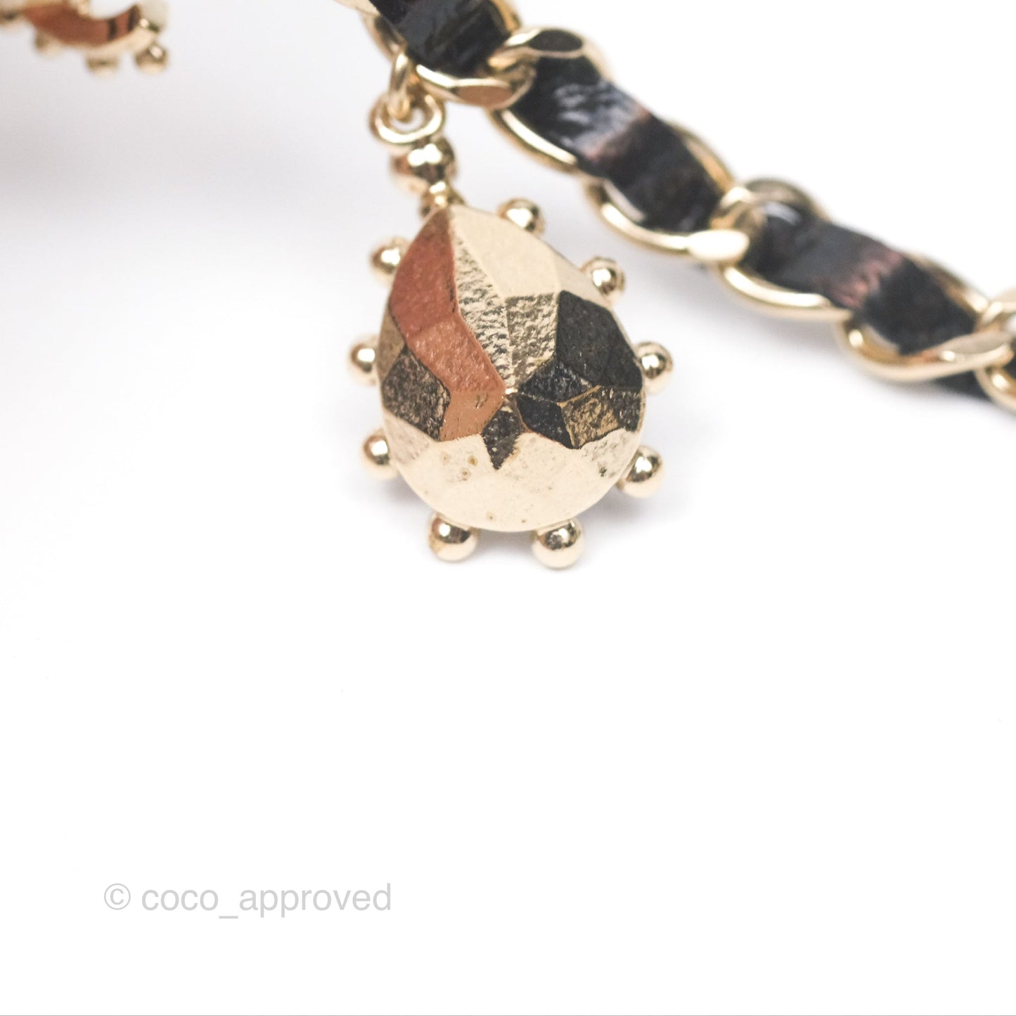 Chanel Crystal CC Resin Necklace Choker Lambskin Gold Hardware 21A