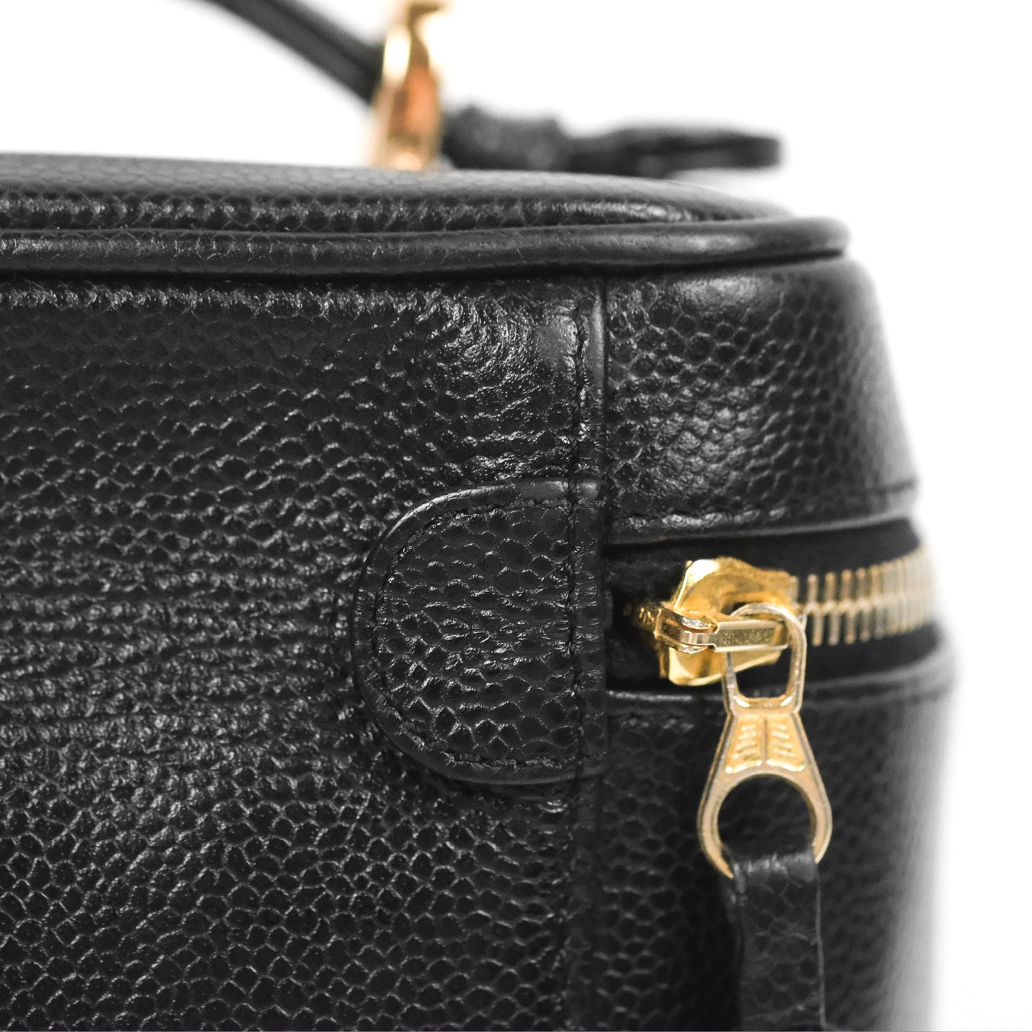Chanel Vintage Vanity Case Black Caviar Gold Hardware