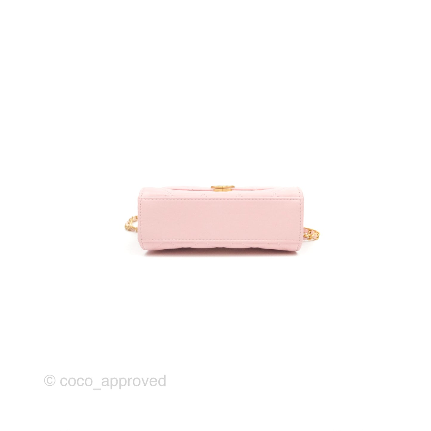 Chanel Enamel Top Handle Clutch with Chain Pink Lambskin Aged Gold Hardware 22B