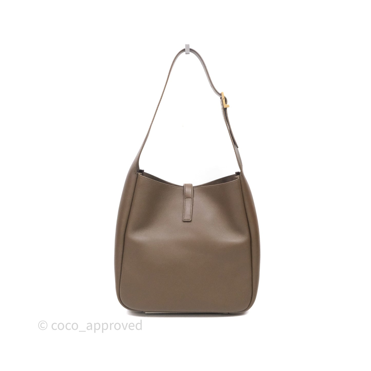 Saint Laurent LE 5 à 7 Supple Small Choco Brown Grained Leather Gold Hardware