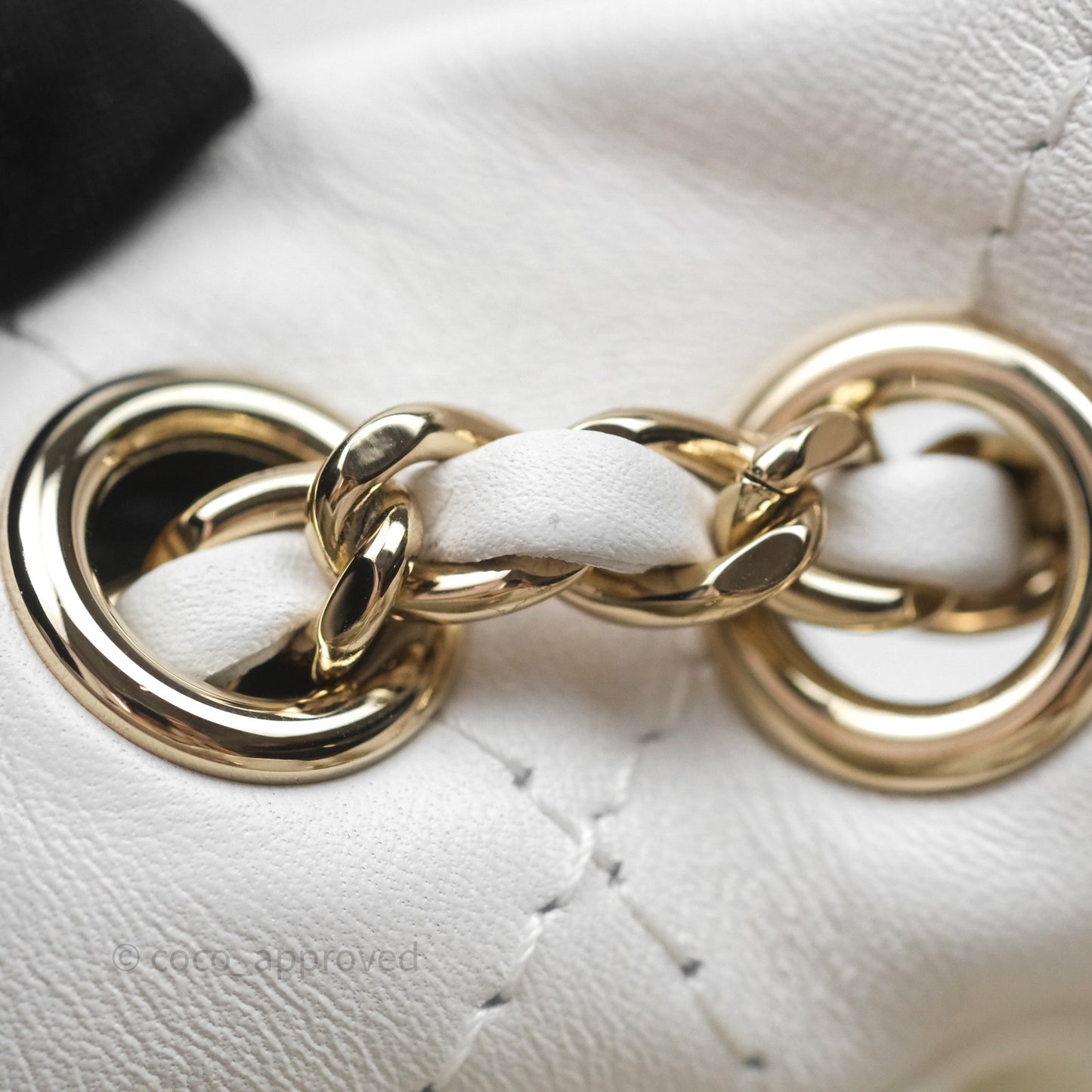 Chanel Quilted Drawstring Bucket Backpack White Calfskin Gold Hardware 24C