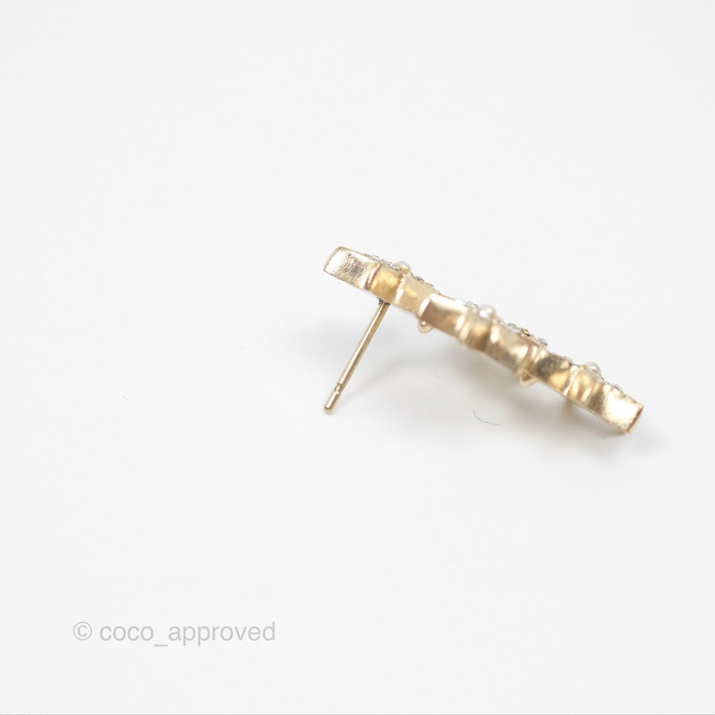 Chanel Crystal CC Star Earrings Gold Tone 15A