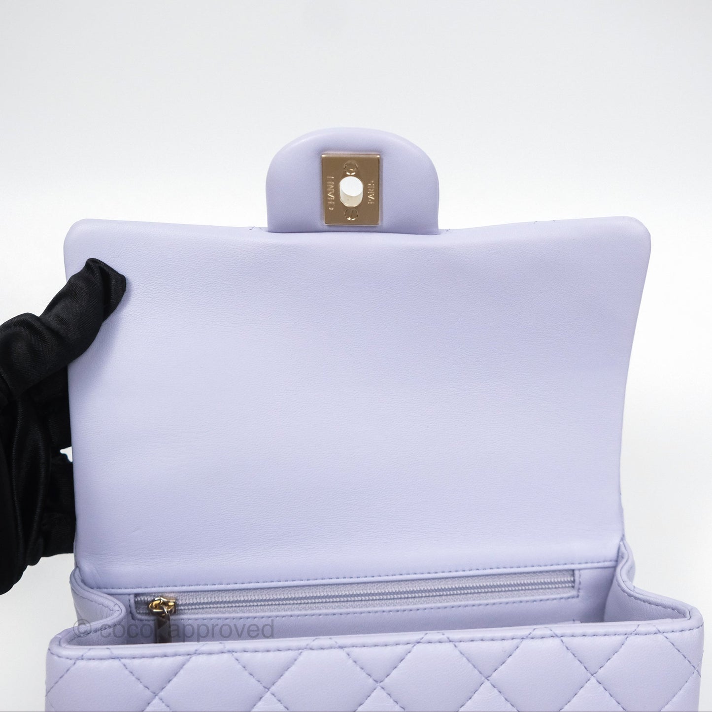 Chanel Top Handle Mini Rectangular Flap Bag Lilac Lambskin Gold Hardware