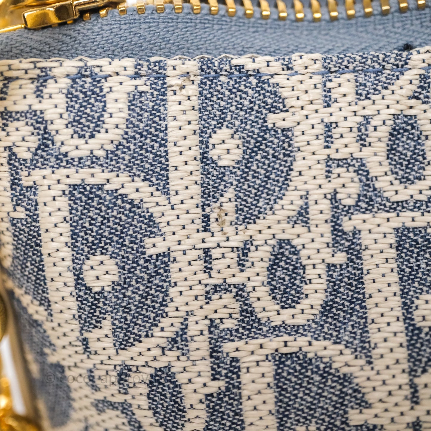 Christian Dior Diorstar Hobo Bag with Chain Blue Dior Oblique Chambray with Raffia Effect