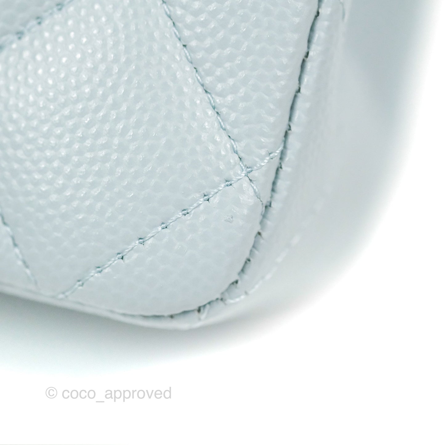 Chanel Small Classic Quilted Flap Light Blue Caviar Gold Hardware 22P