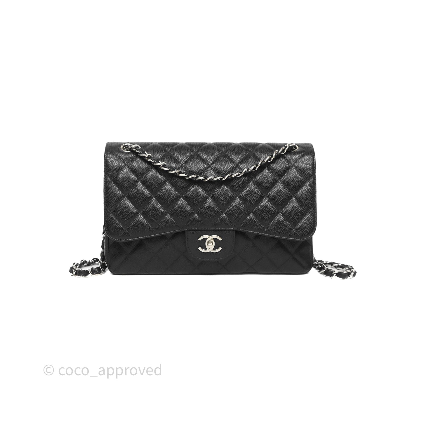 Chanel Jumbo Double Flap Black Caviar Silver Hardware⁣⁣
