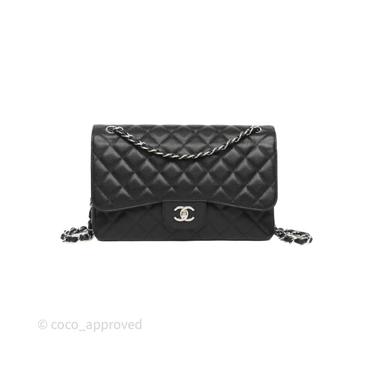 Chanel Jumbo Double Flap Black Caviar Silver Hardware⁣⁣