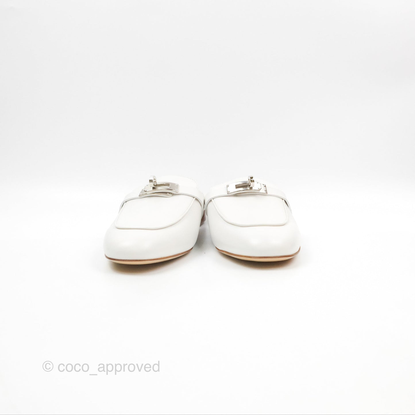 Hermès Oz Mules White Calfskin Silver Hardware Size 39