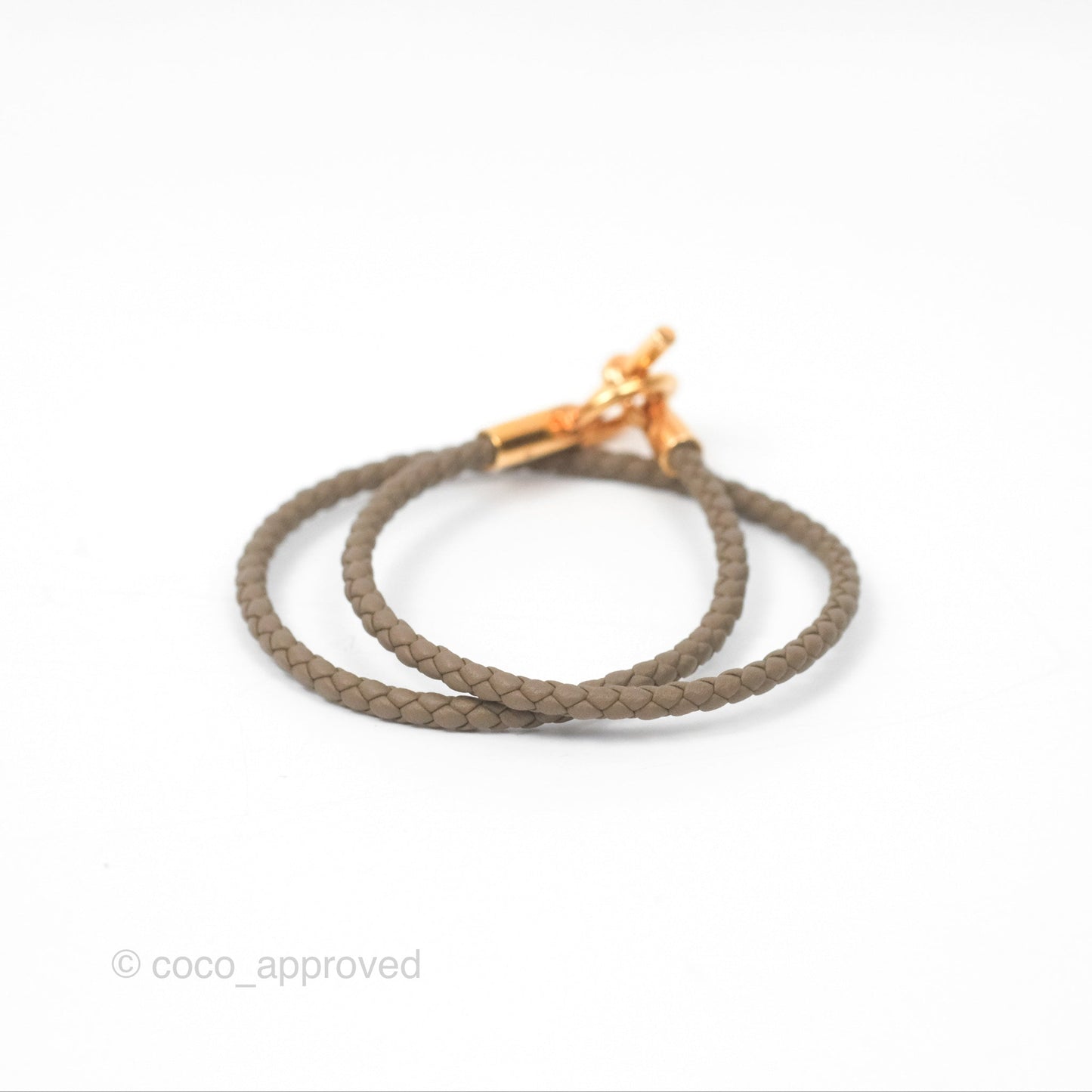Hermès Glenan Double Tour Bracelet Étoupe Rose Gold Hardware