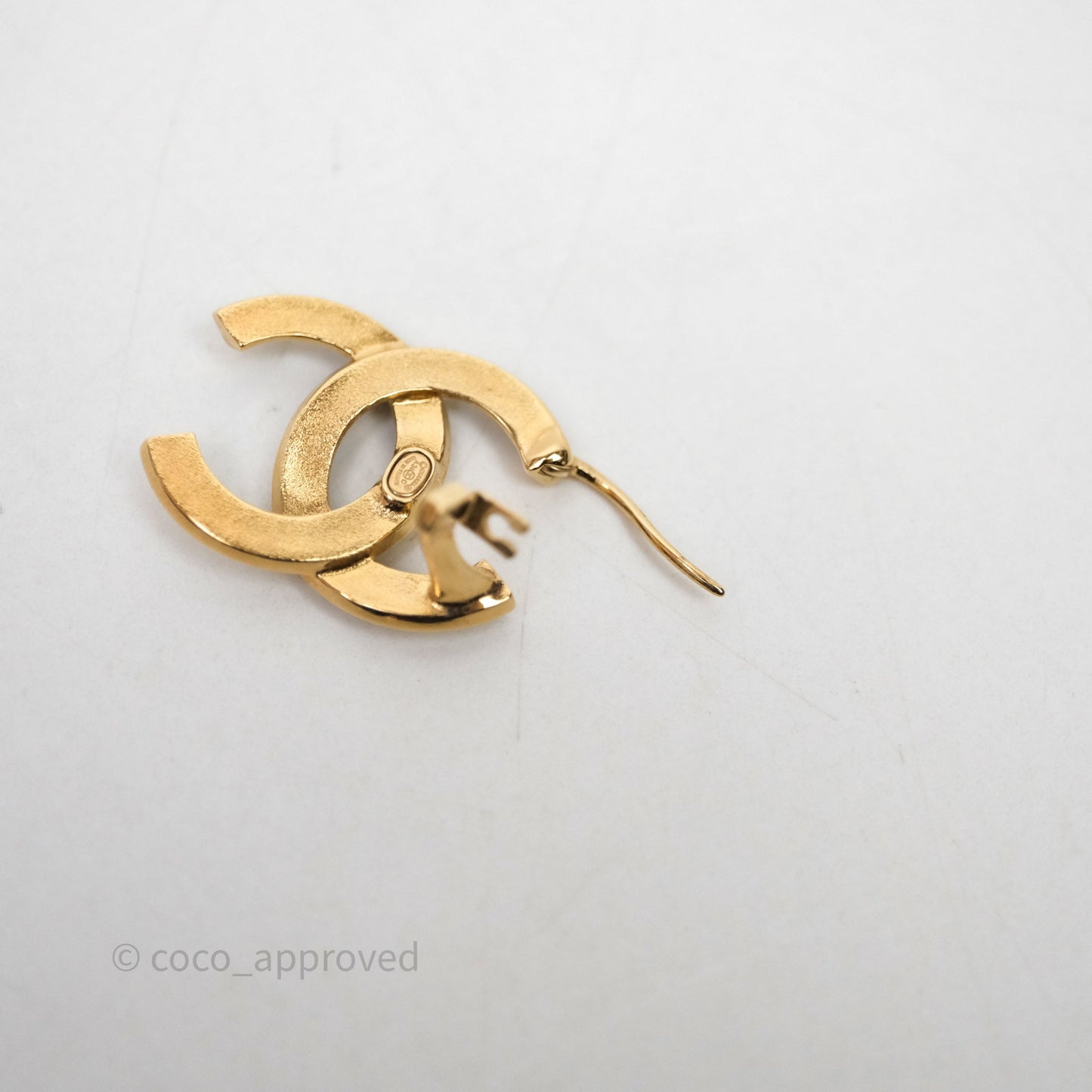 Chanel CC Crystals Black Resin Earrings Gold Tone 24C