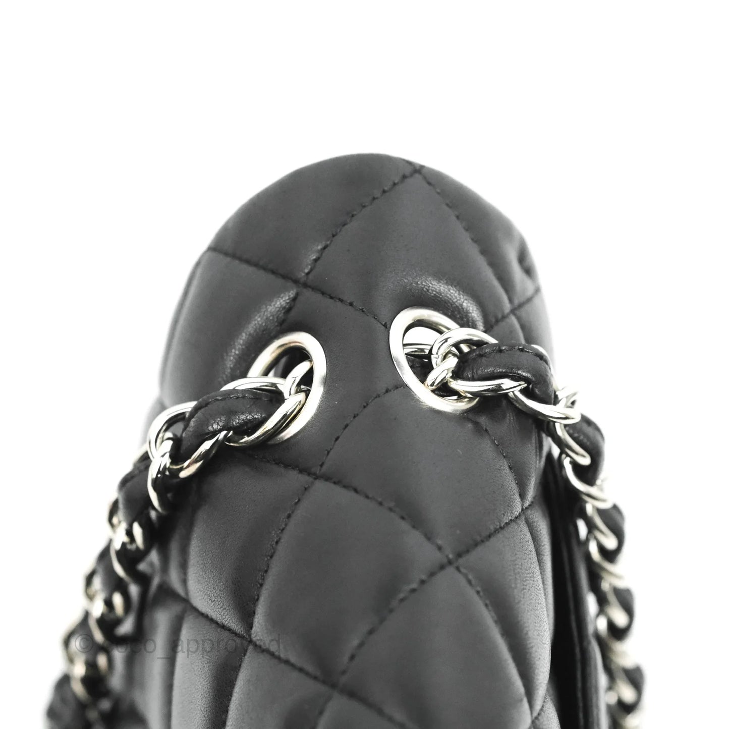 Chanel Single Flap Maxi Lambskin Black Silver Hardware