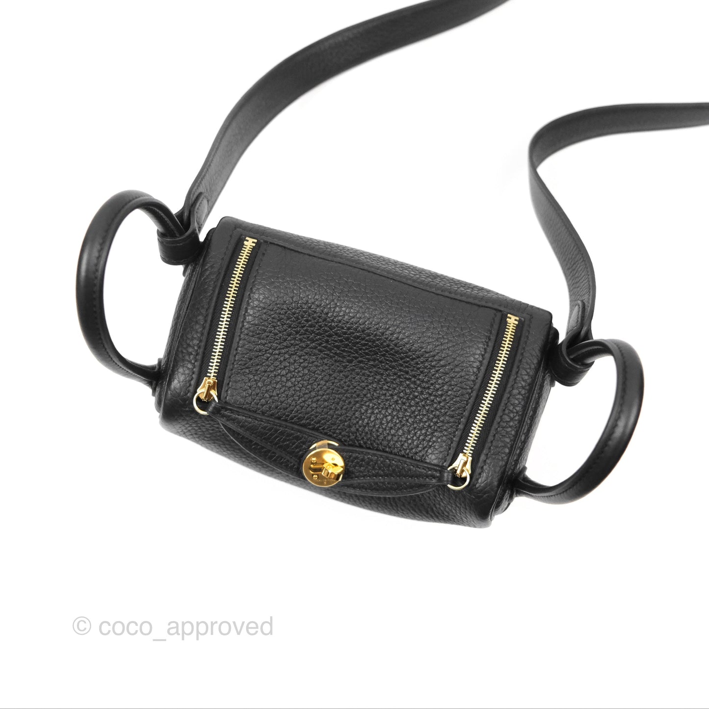 Hermès Mini Lindy 20 Black Clemence Gold Hardware
