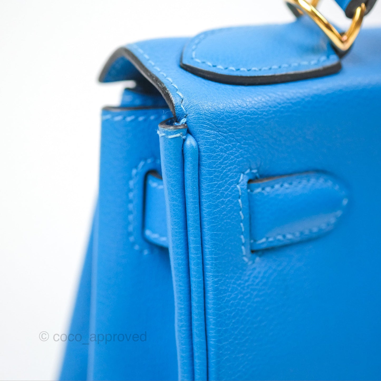 Hermès Retourne Kelly 28 Blue Evercolor Gold Hardware