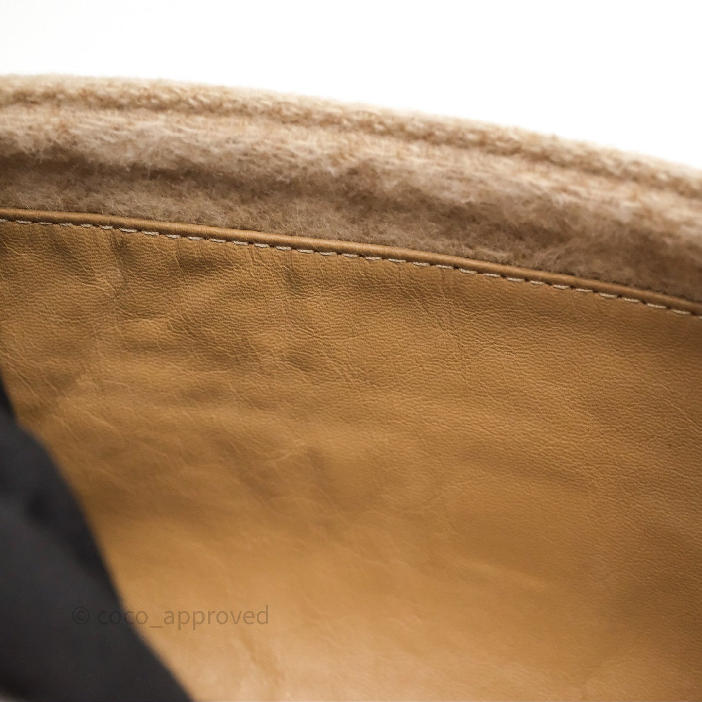 Fendi Vintage Baguette Shoulder Bag Wool Beige