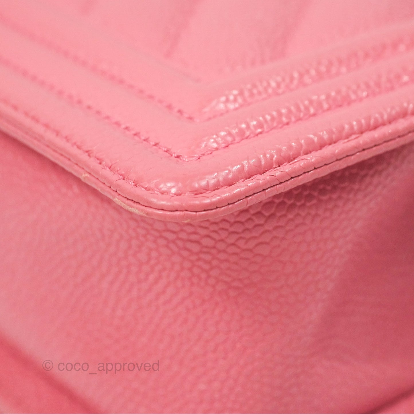 Chanel Small Boy Chevron Pink Caviar Silver Hardware
