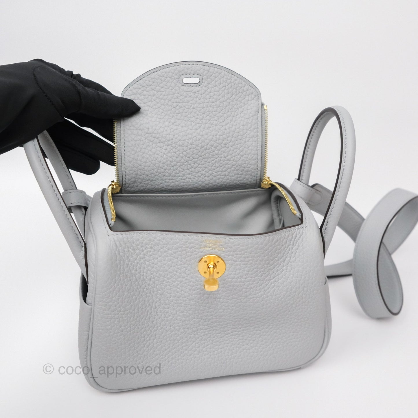 Hermès Mini Lindy 20 Blue Glacier 8U Clemence Gold Hardware
