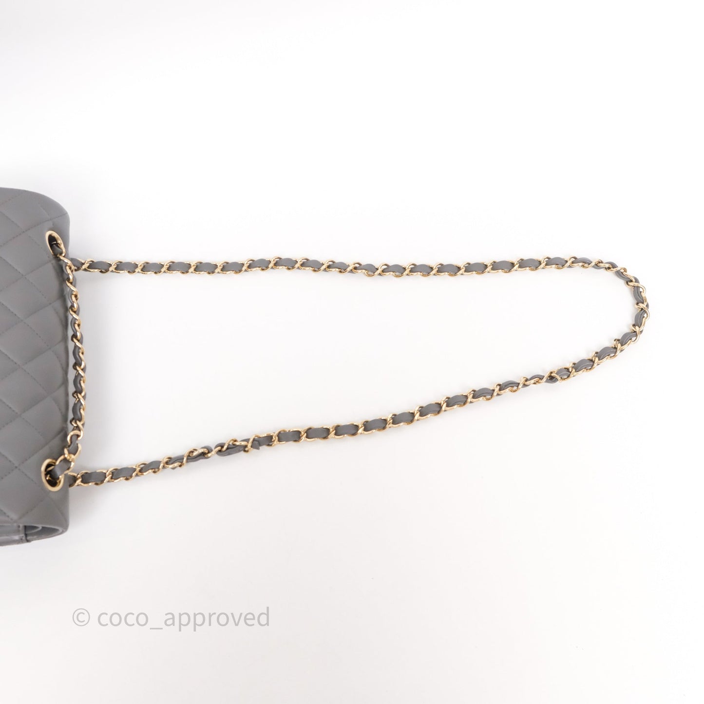 Chanel Small Quilted Classic Flap Grey Lambskin Light Gold Hardware