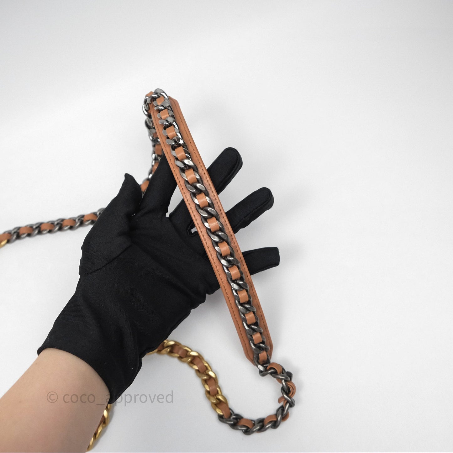 Chanel 19 Wallet on Chain WOC Dark Beige Caramel Lambskin Mixed Hardware