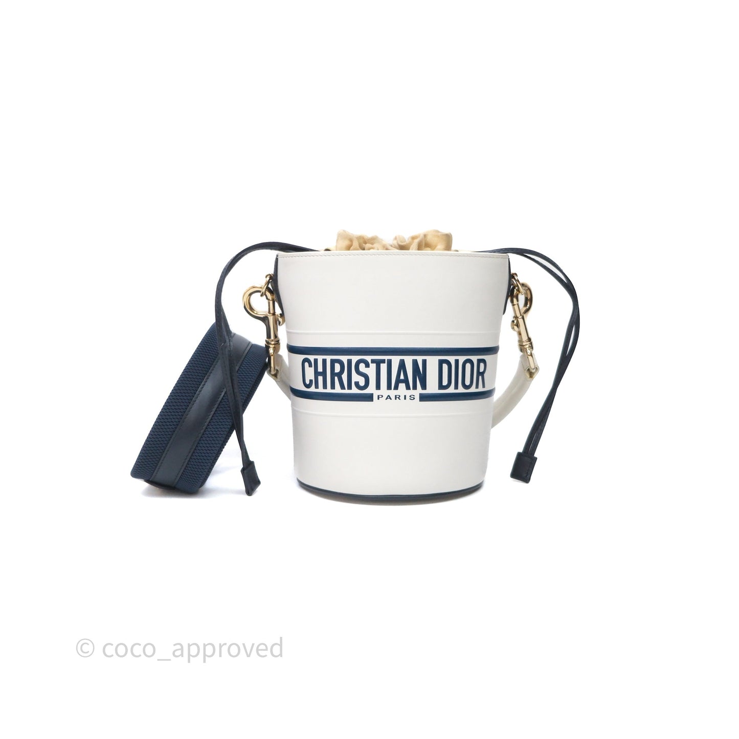 Dior Small Vibe Bucket Bag White Navy Smooth Calfskin