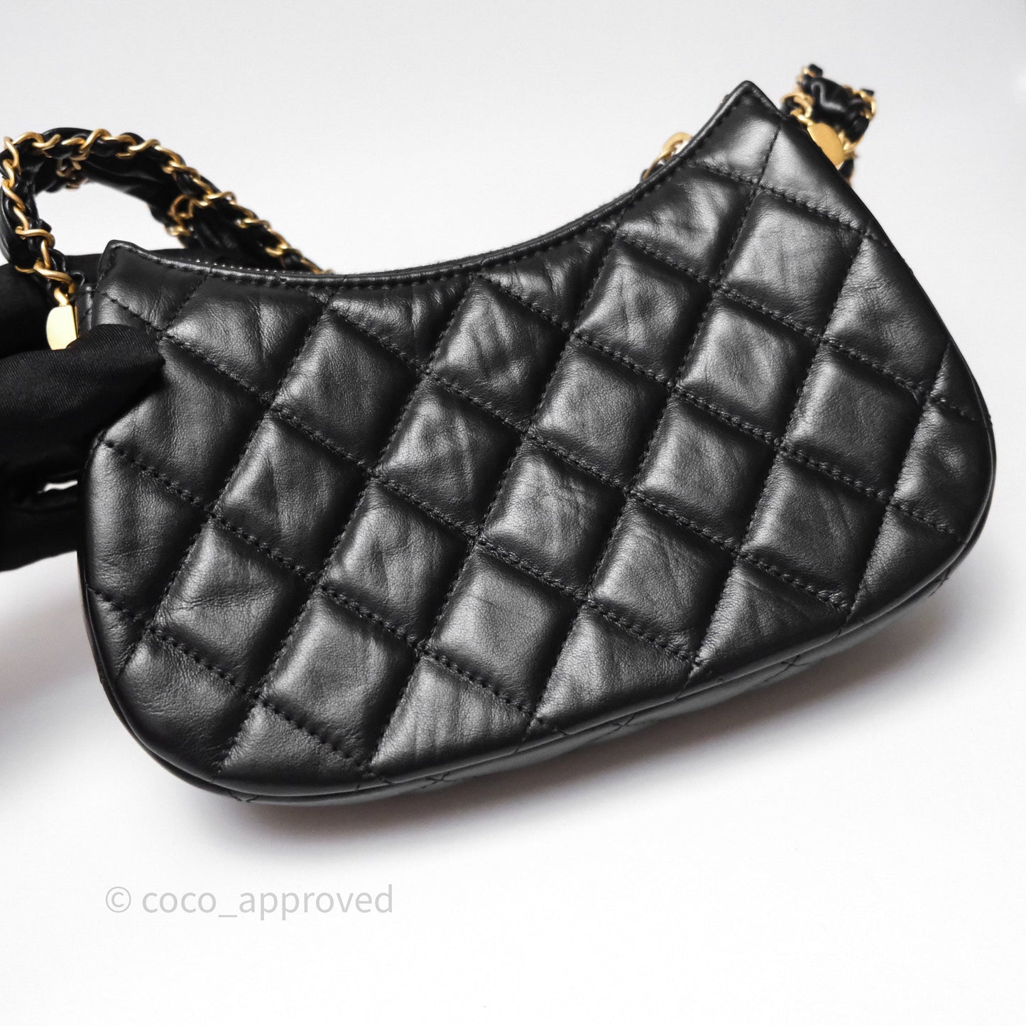 Chanel Hobo Bag Black Aged Calfskin Aged Gold Hardware