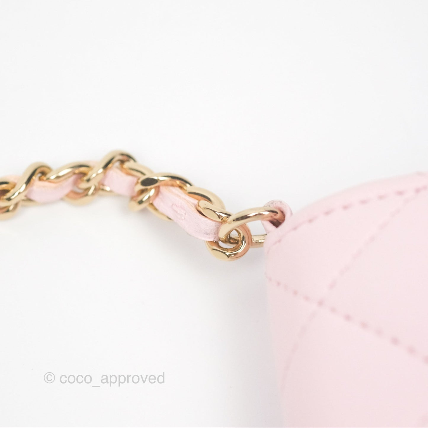 Chanel Wallet On Chain WOC Pearl Chain Iridescent Light Pink Lambskin Gold Hardware