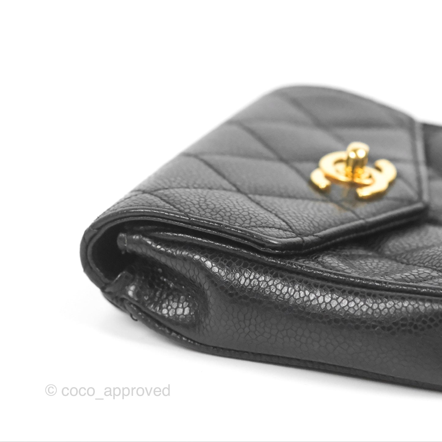 Chanel Vintage Belt Bag Quilted Black Caviar 24K Gold Hardware