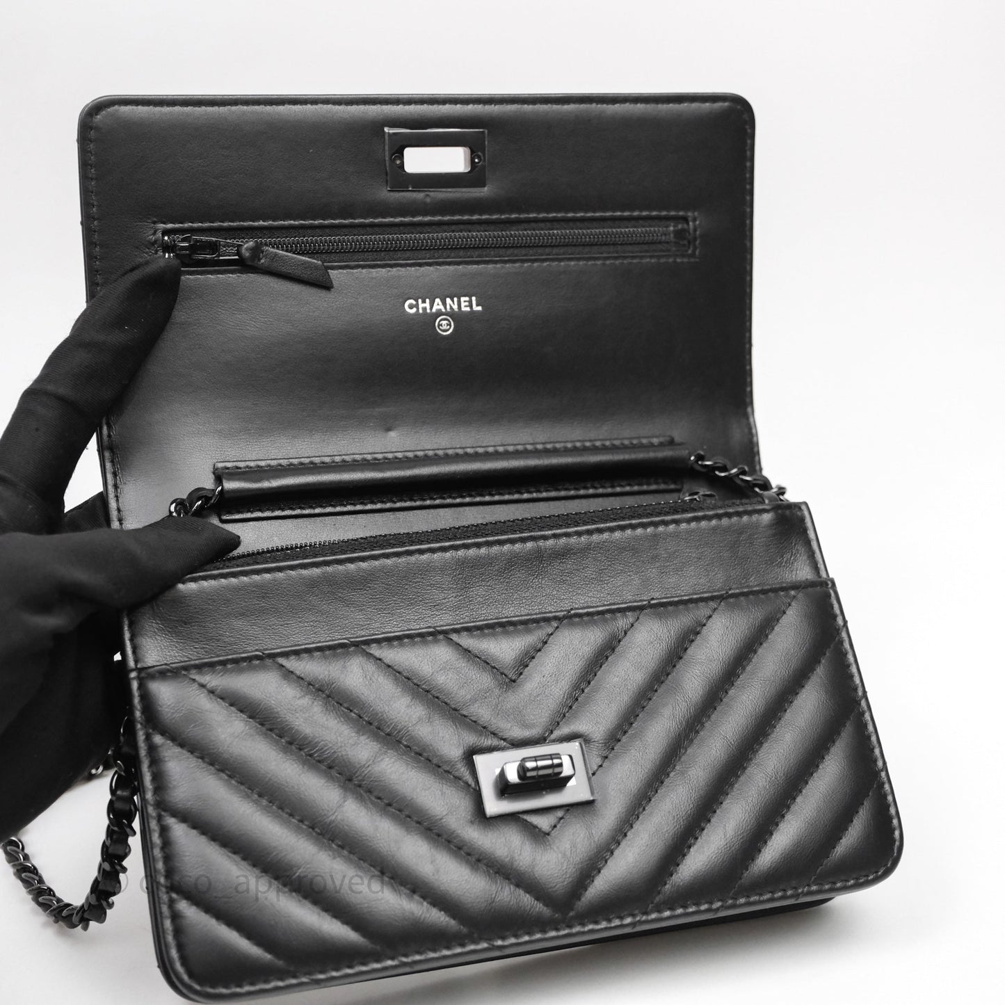 Chanel WOC Chevron Reissue So Black Calfskin