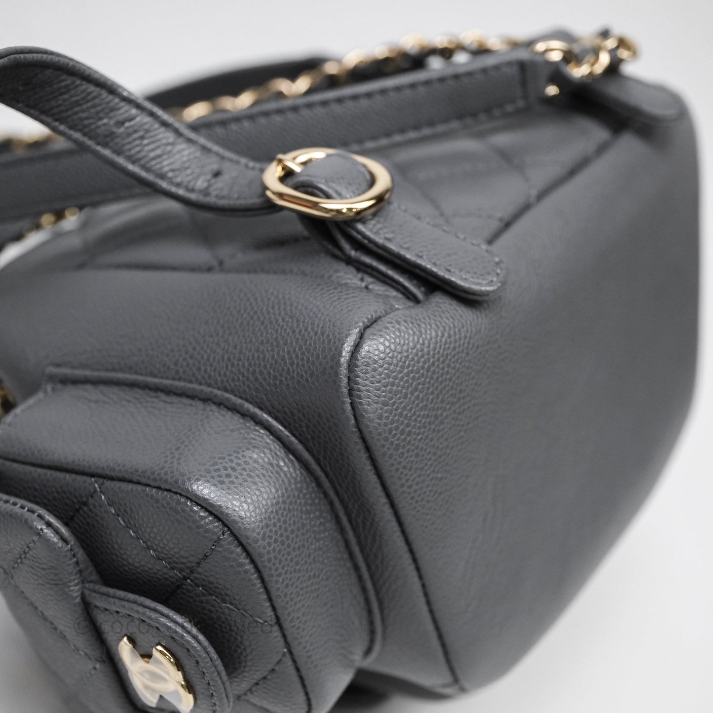 Chanel Small Duma Backpack Dark Grey Caviar Gold Hardware 23K