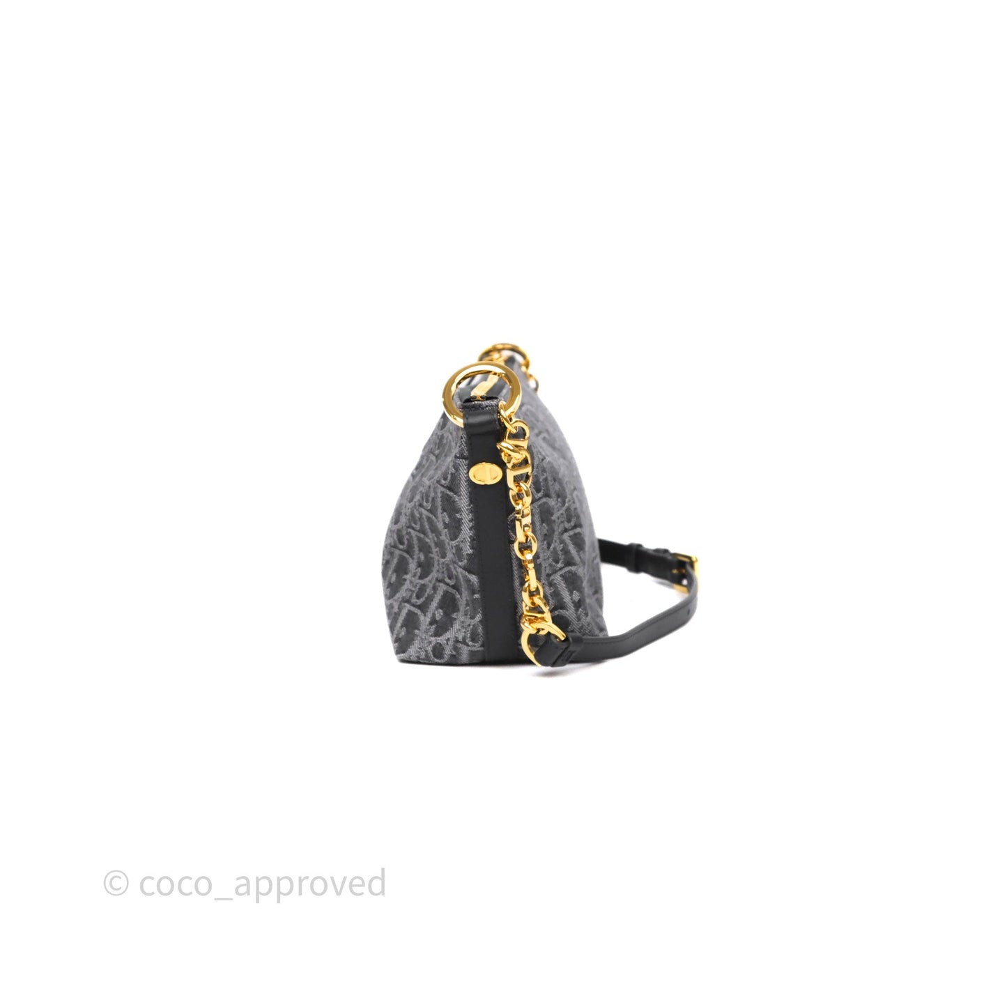 Christian Dior Diorstar Hobo Bag with Chain Gray Denim Dior Oblique Jacquard