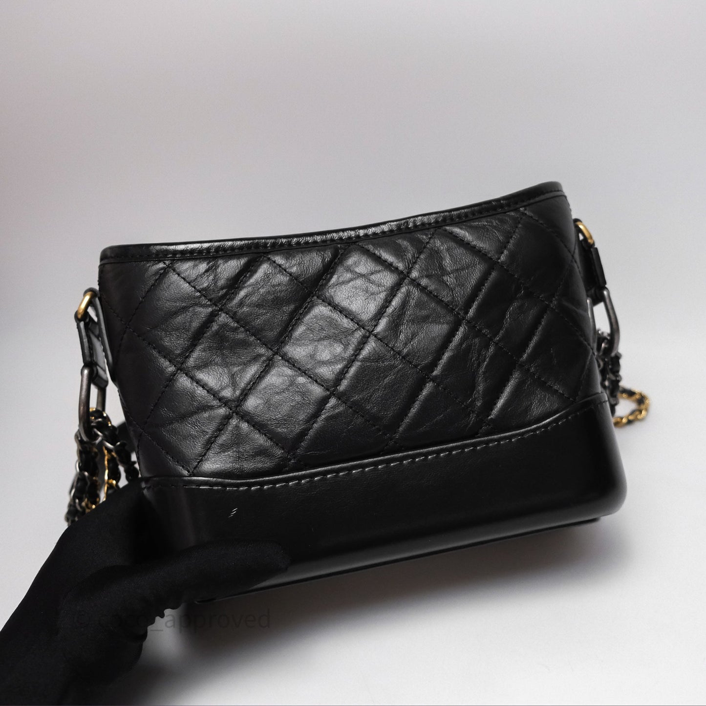 Chanel Small Gabrielle Hobo Quilted Black Aged Calfskin