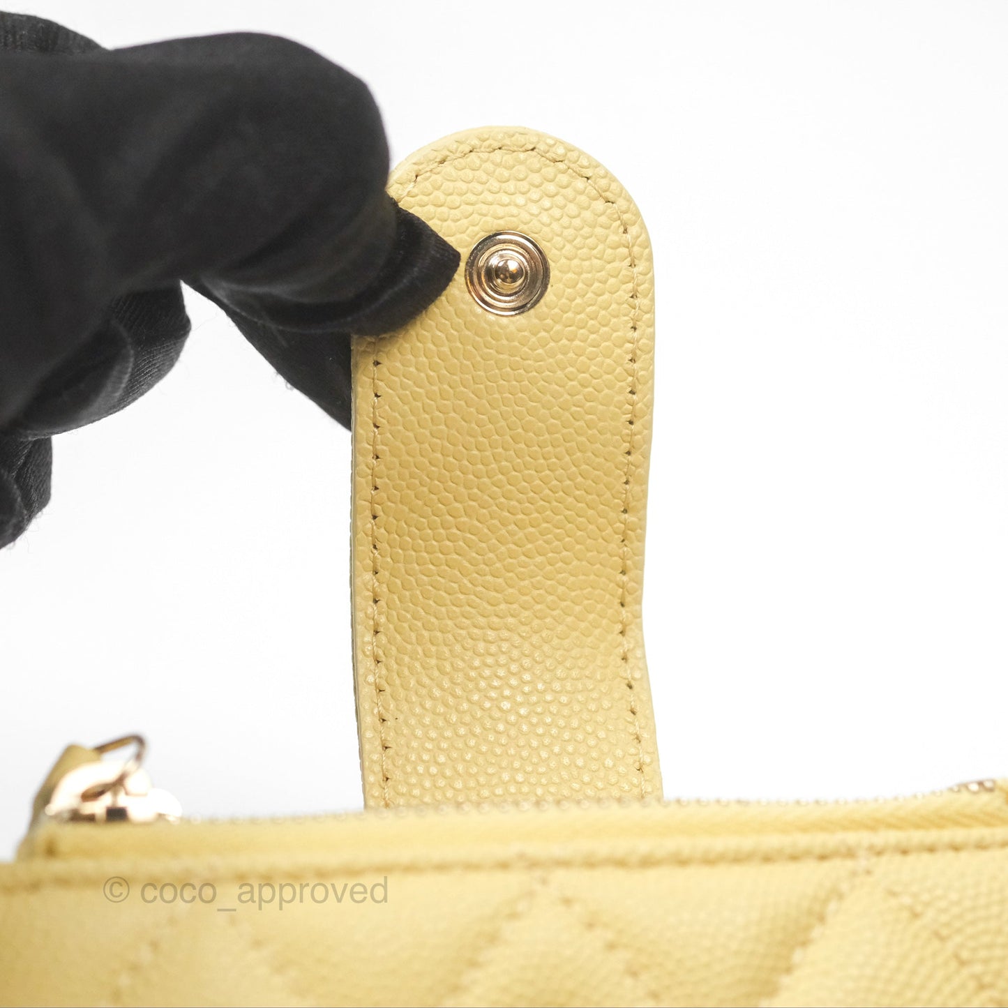 Chanel Classic Double Zip Card Case Yellow Caviar Gold Hardware