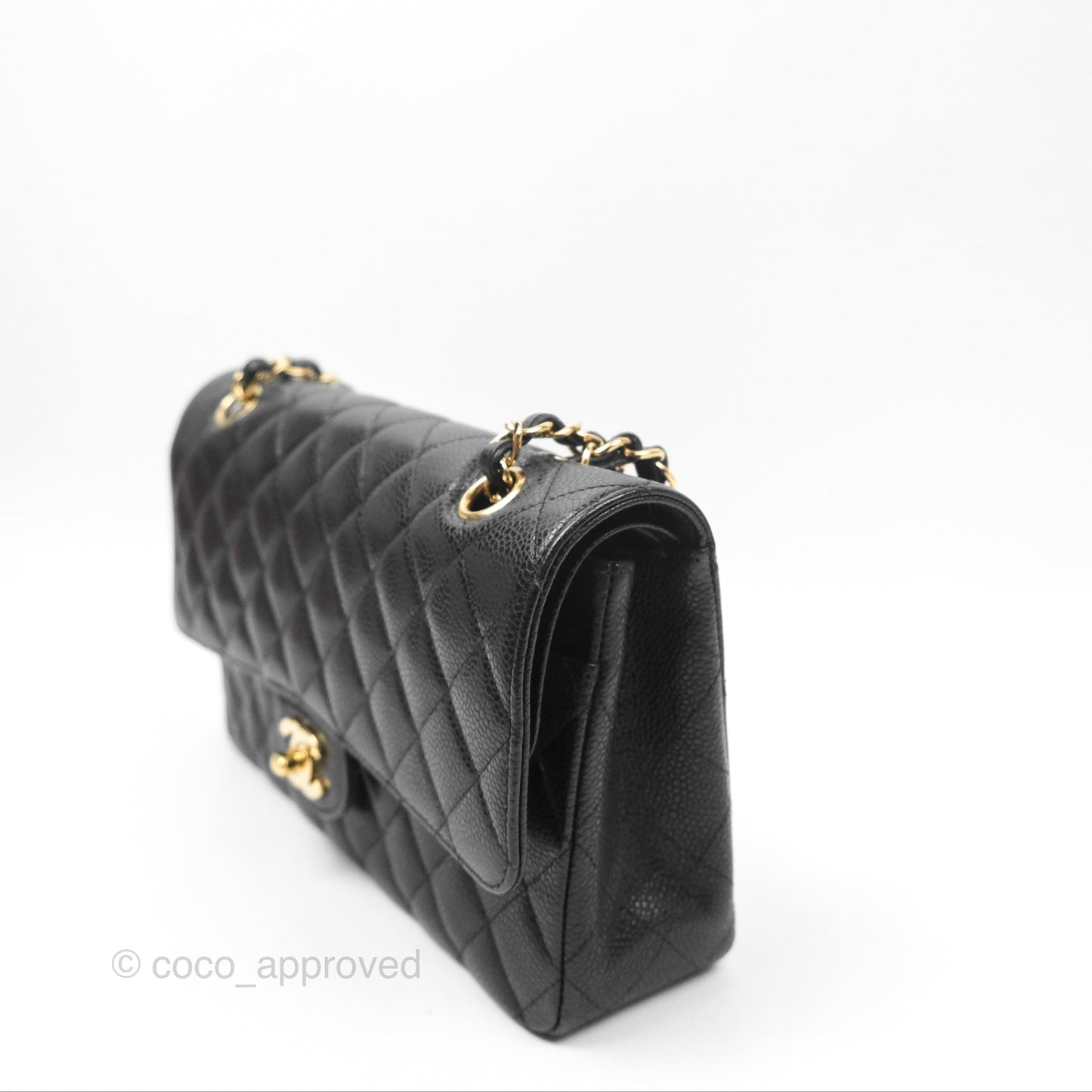 Chanel Classic M/L Medium Flap Quilted Black Caviar Gold Hardware