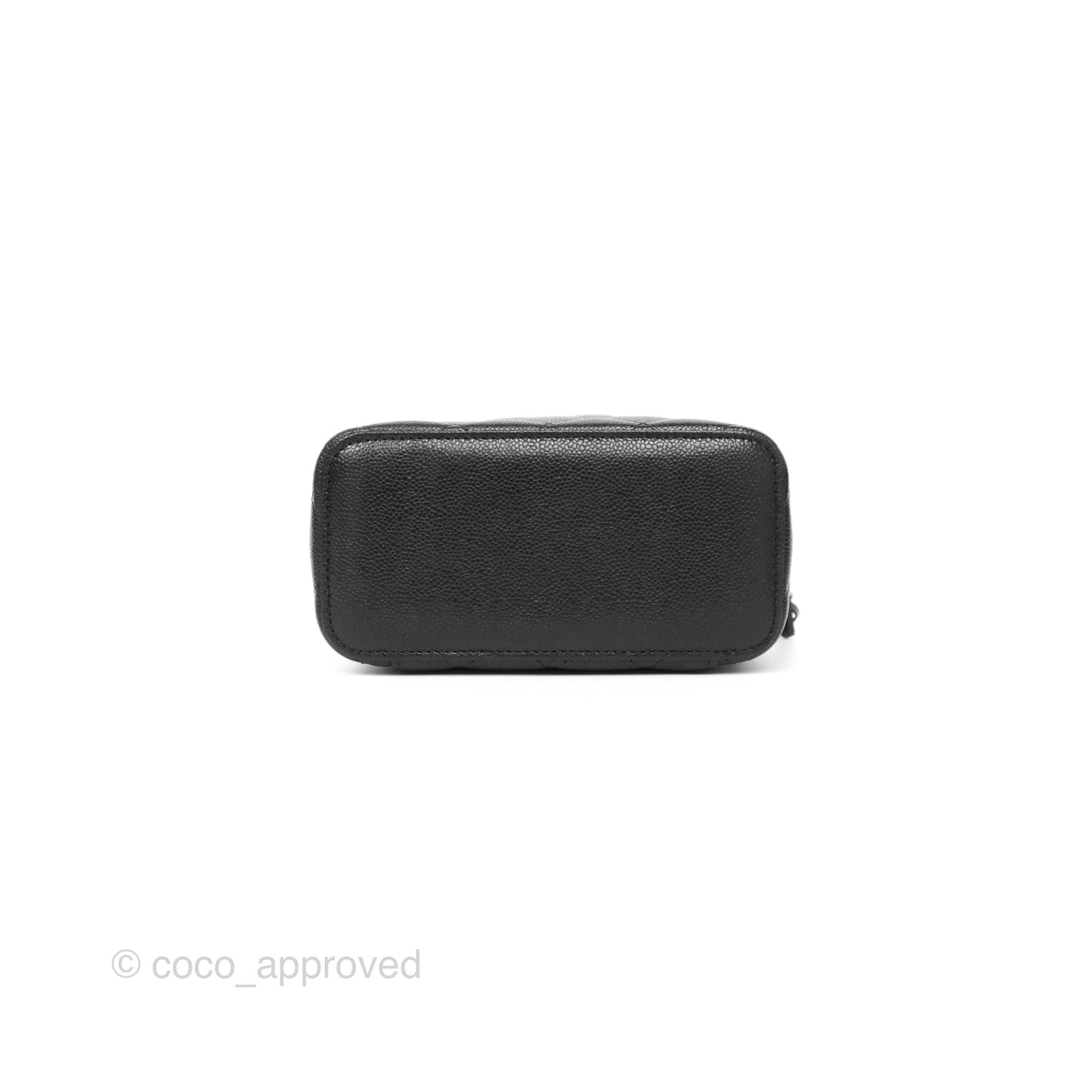 Chanel Logo Top Handle Vanity Rectangular Black Caviar Aged Gold Hardware