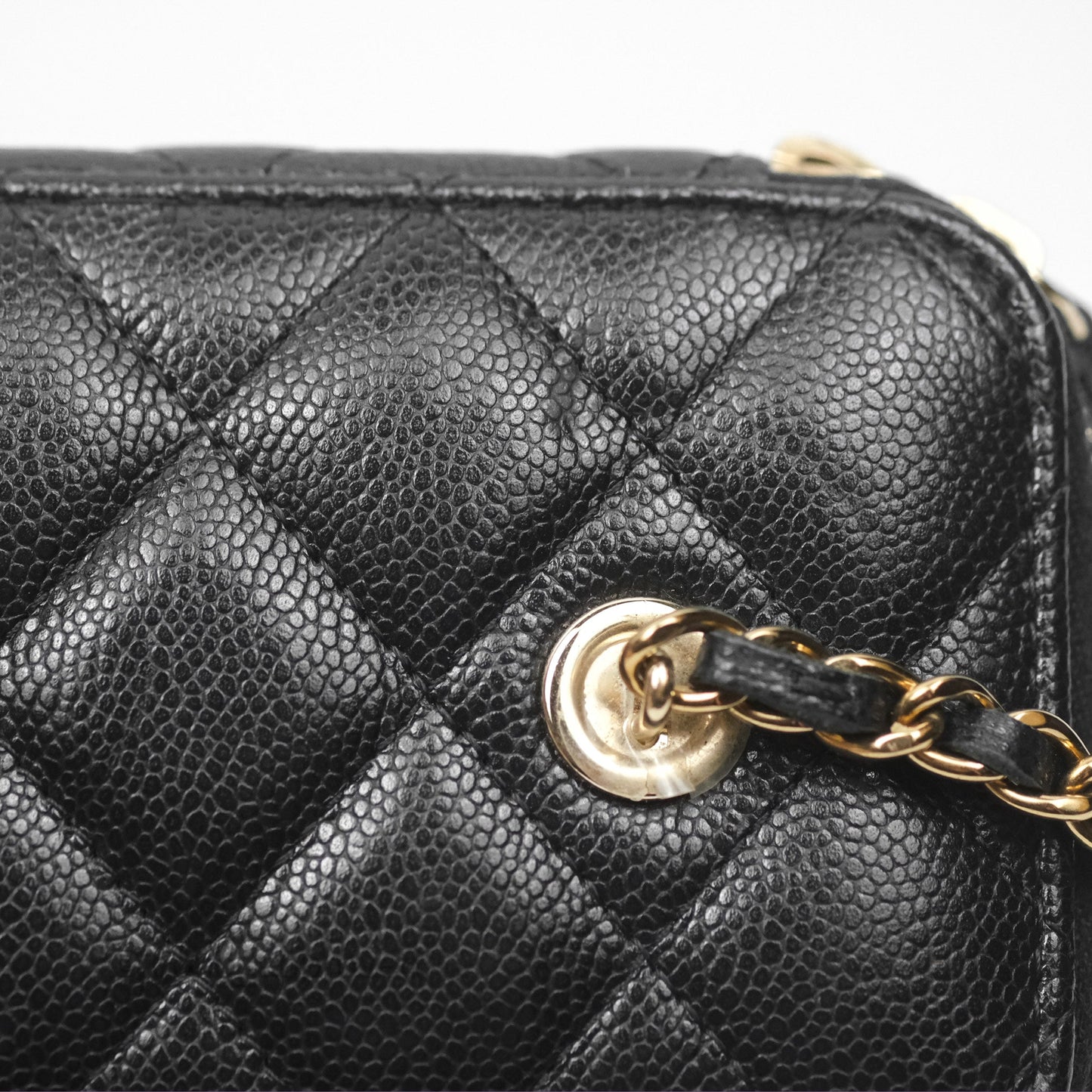 Chanel Vanity Rectangular With Chain Black Caviar Gold Hardware