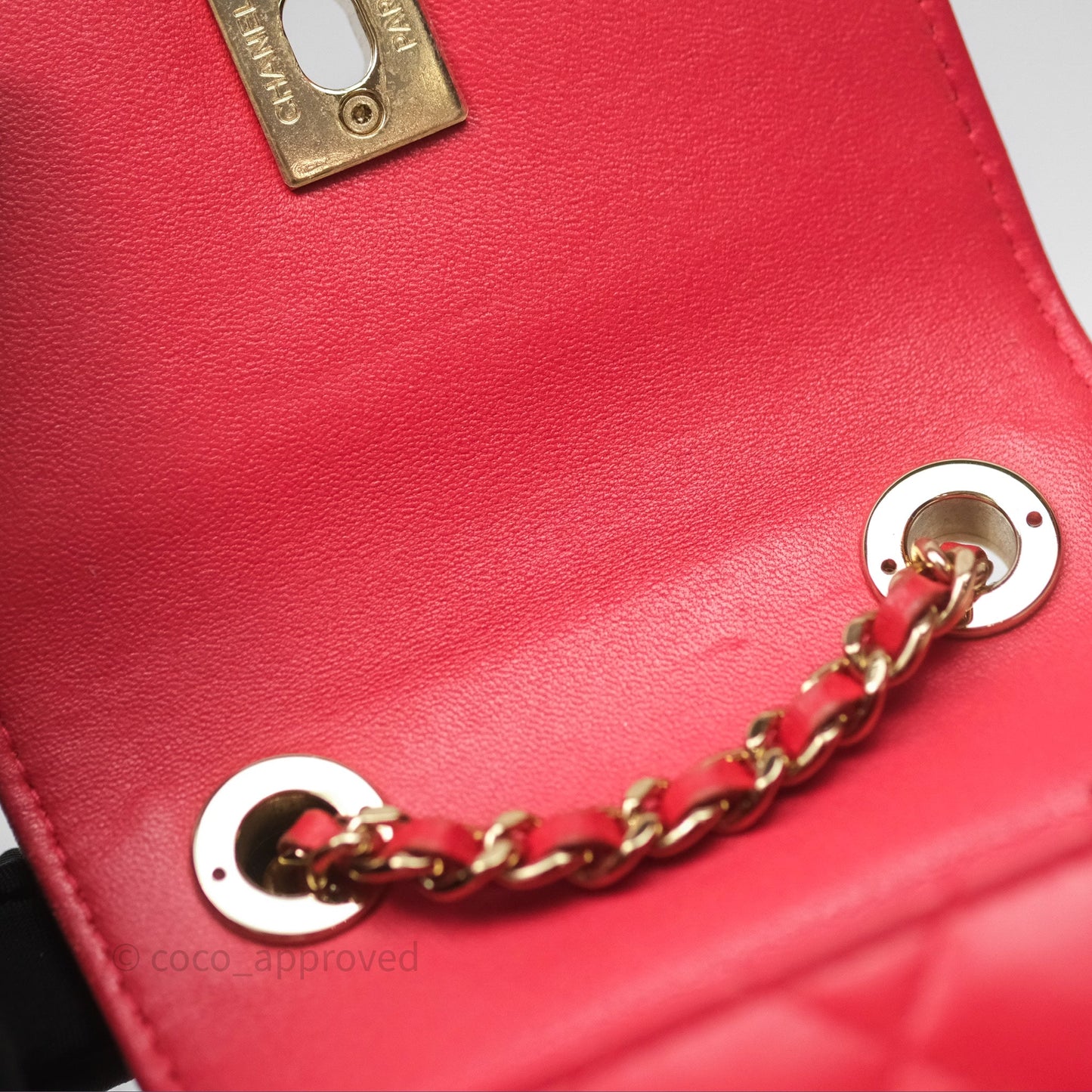 Chanel Mini Quilted Trendy CC Clutch With Chain Red Lambskin Gold Hardware