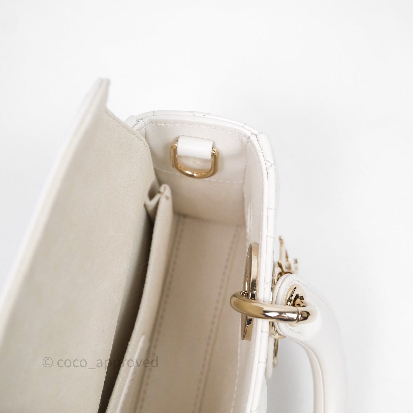 Christian Dior Mini Lady D-Joy White Light Gold Hardware