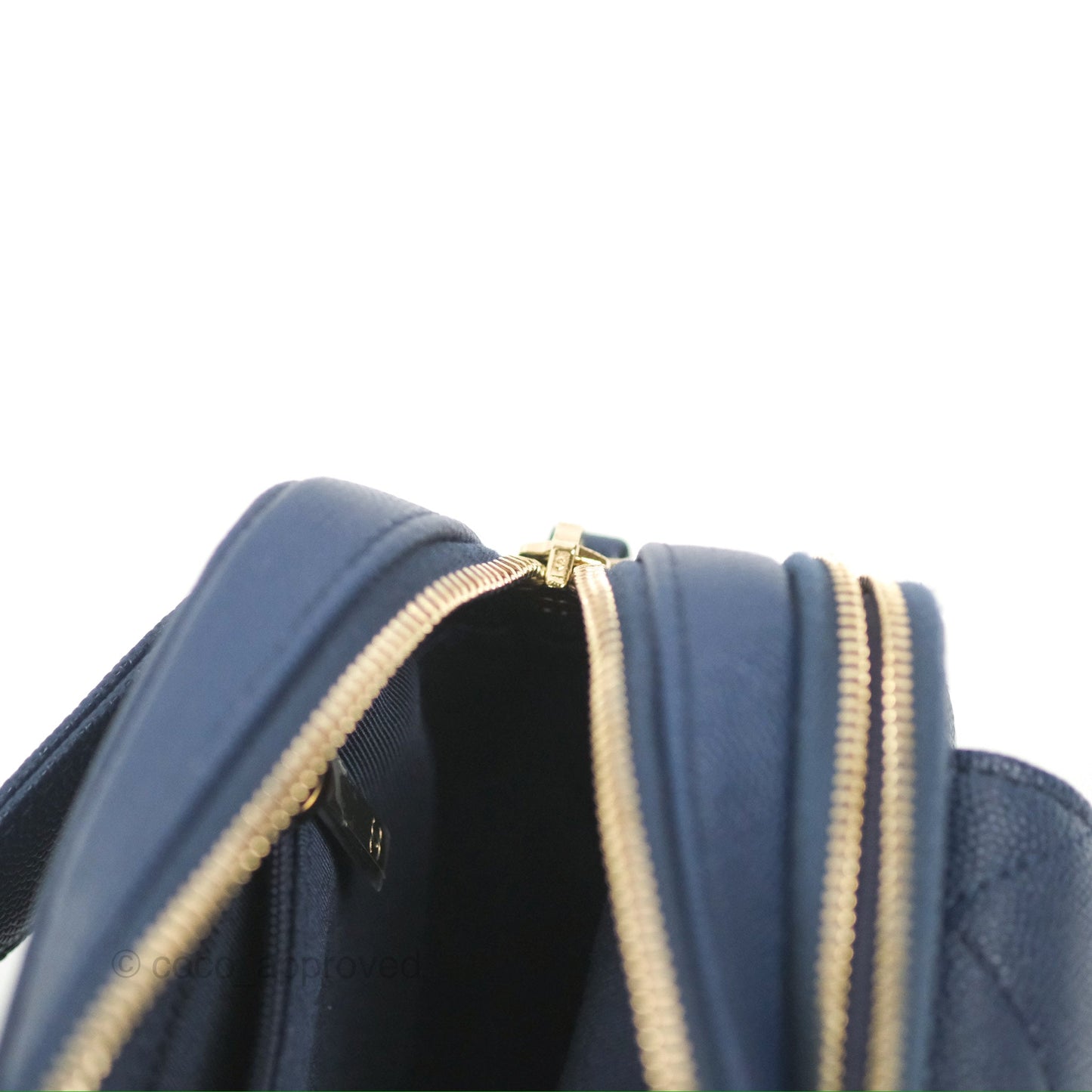 Chanel Quilted Caviar Waist Bag Navy Gold Hardware With Detachable Pouch