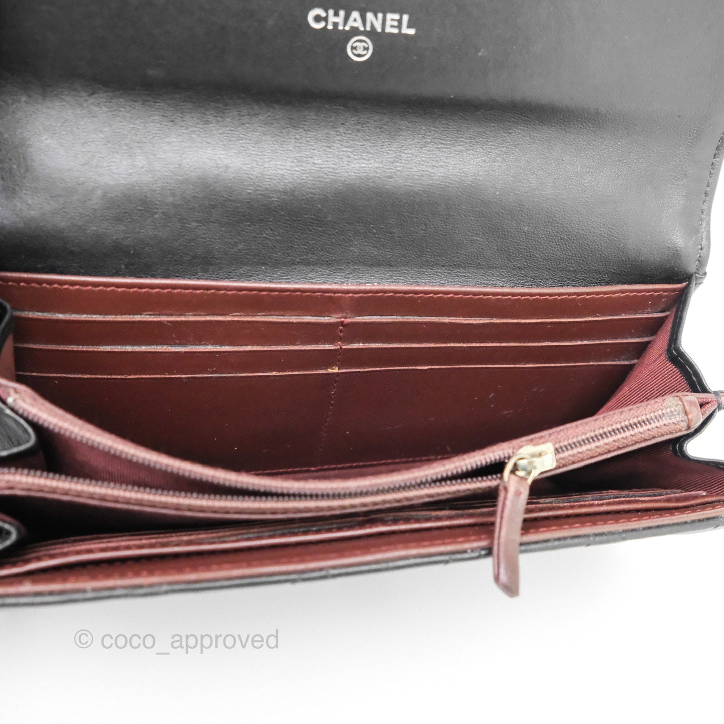 Chanel Classic Quilted Long Wallet Black Lambskin Silver Hardware