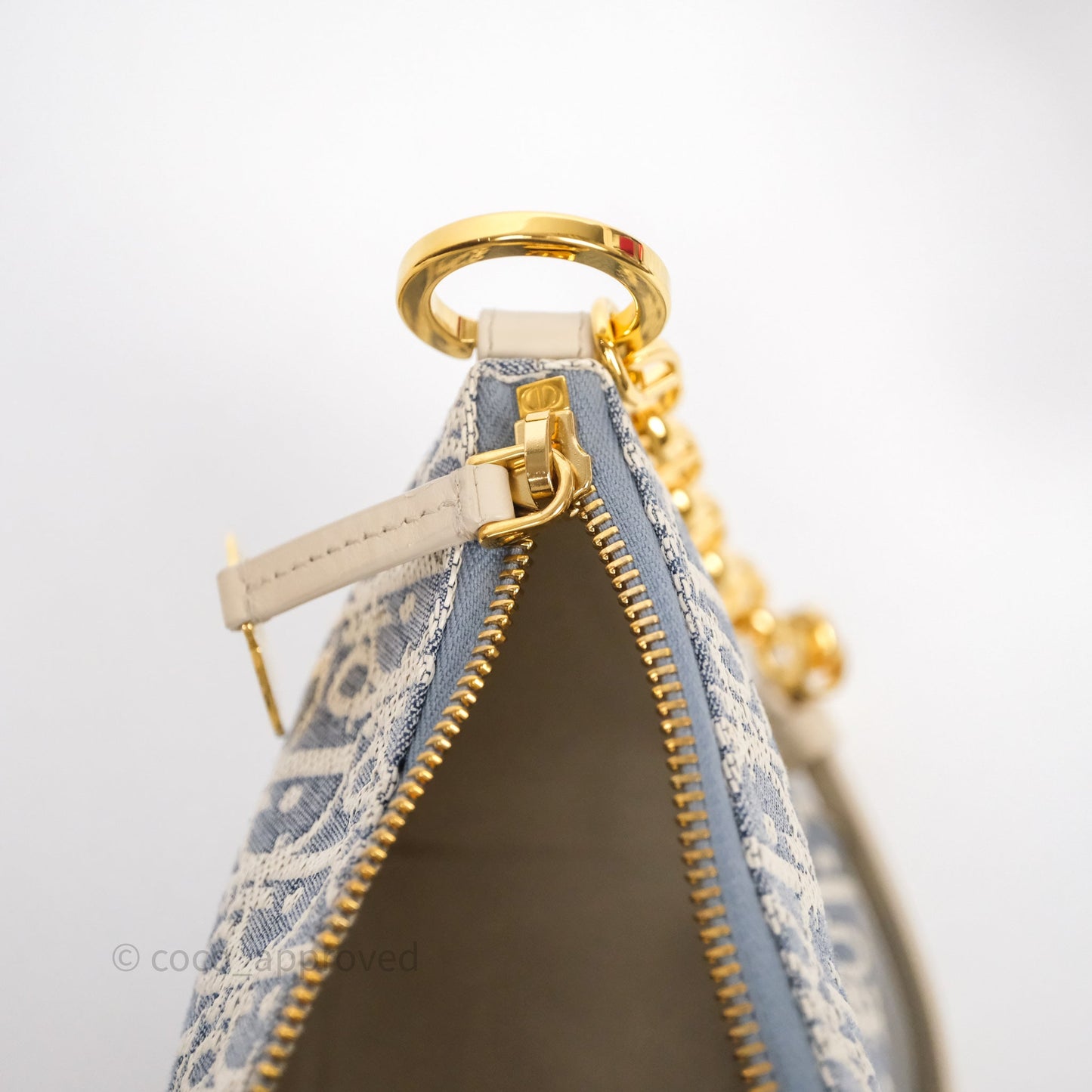 Christian Dior Diorstar Hobo Bag with Chain Blue Dior Oblique Chambray with Raffia Effect