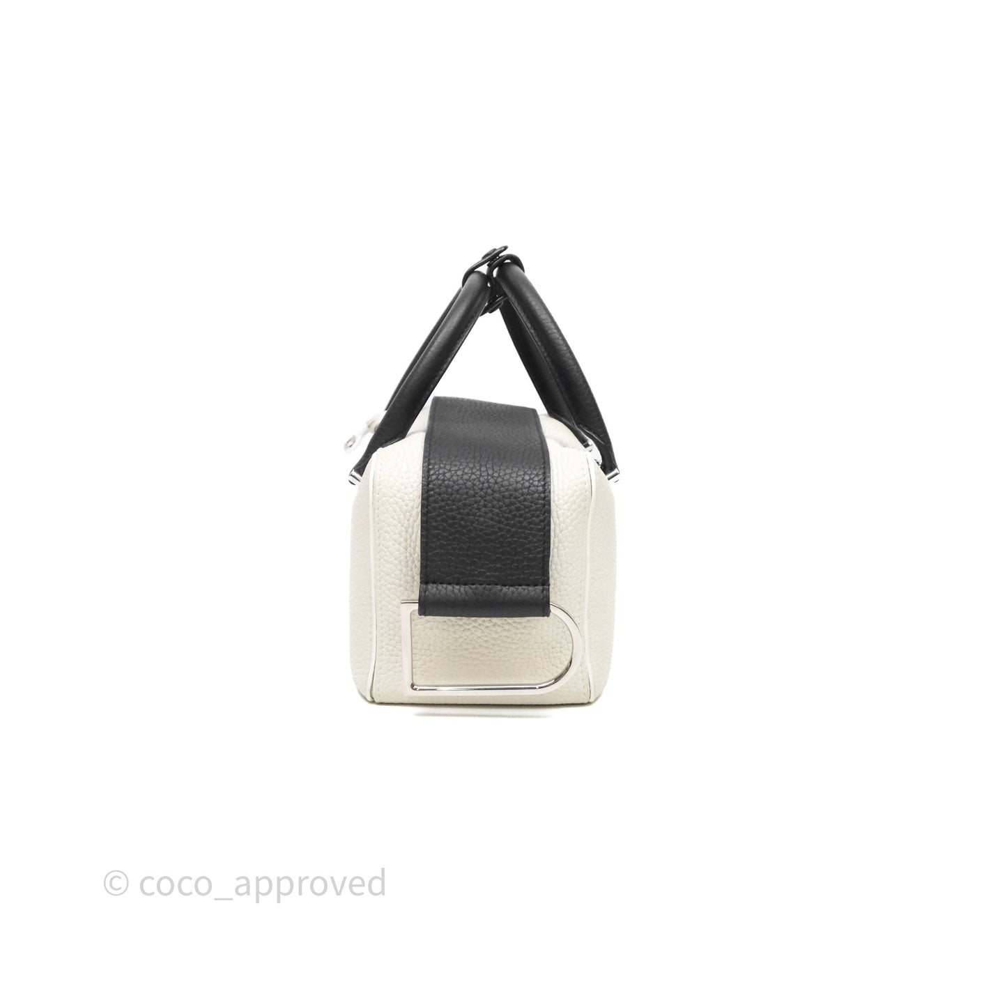 Delvaux Cool Box Mini Taurillon Soft Grained White/Black Calfskin Silver Hardware